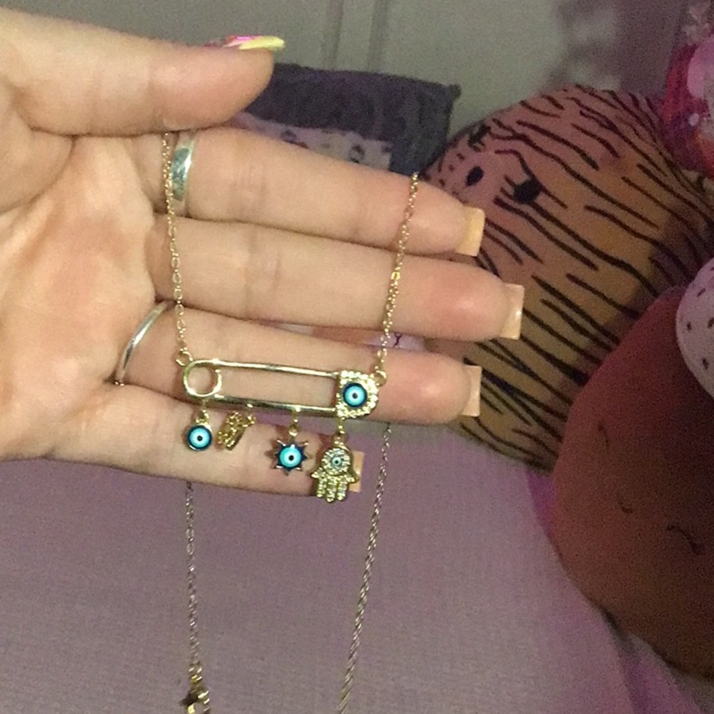 Gold Evil Eye Charm Necklace